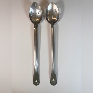 2 Stainless Steel 15” Slotted Kitchen Spoons